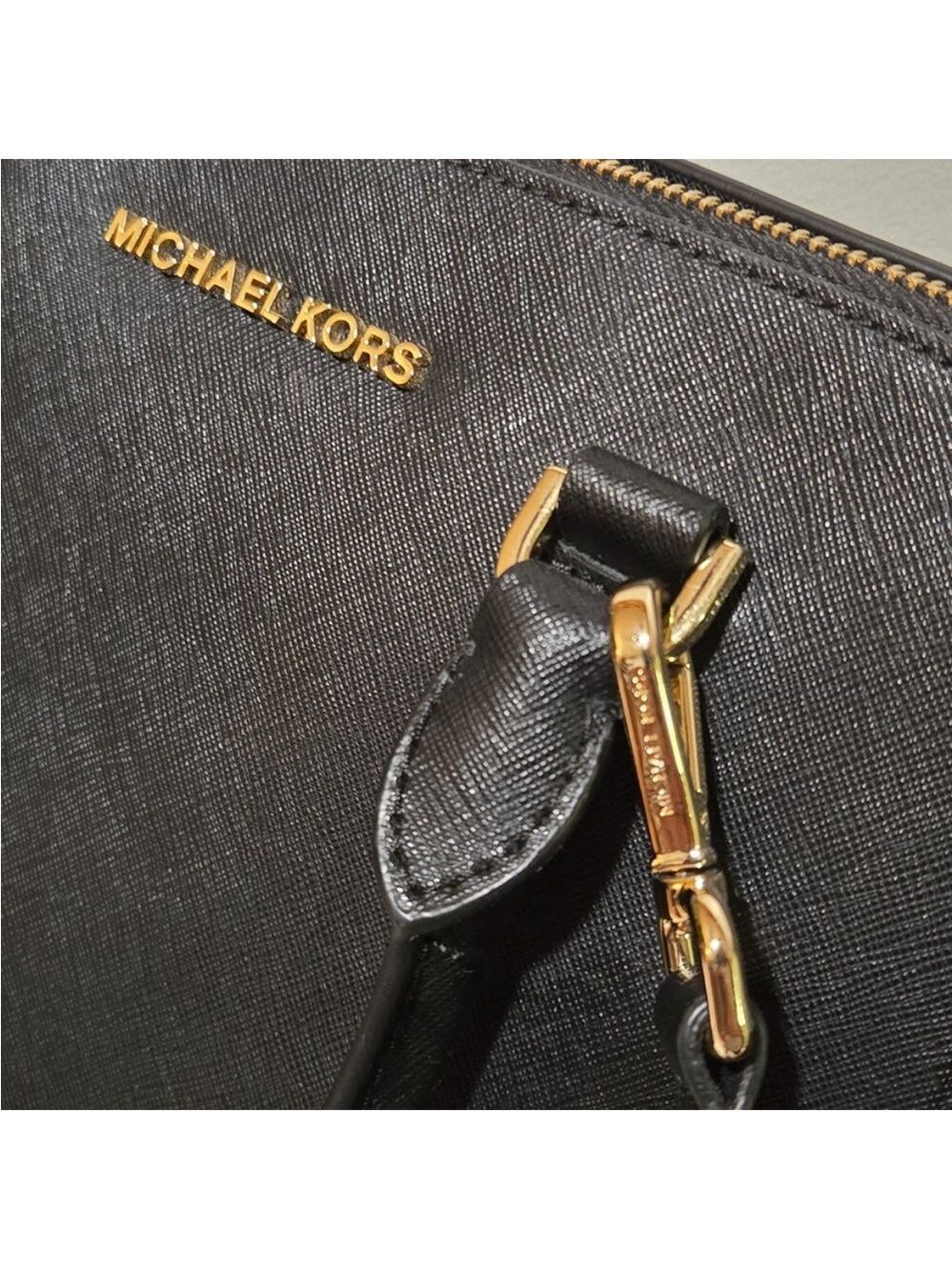 Michael Kors Cindy Large Black Leather Dome Satchel Bag - Like New - Picture 3 of 12